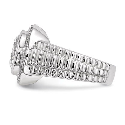 Sterling Silver Rhodium-plated Mens Cubic Zirconia Ring Size 11