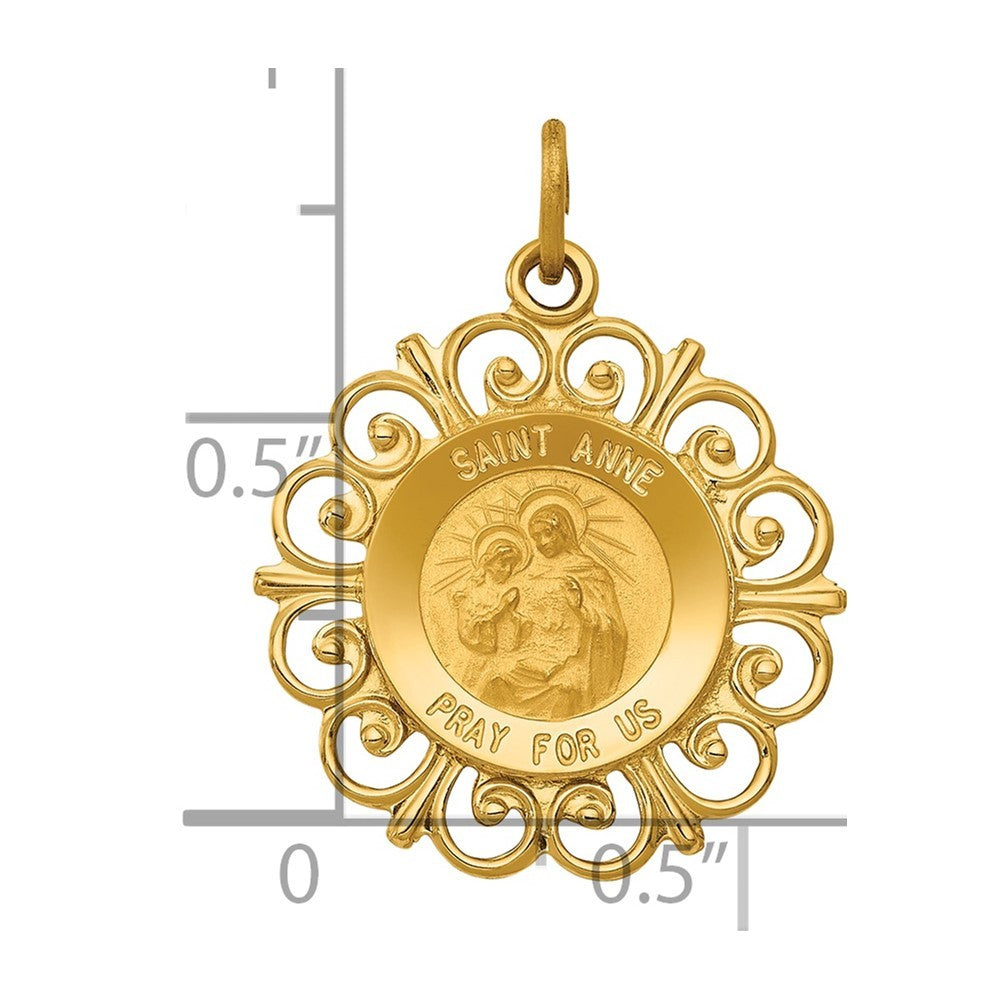 14k Yellow Gold Saint Anne Medal Charm