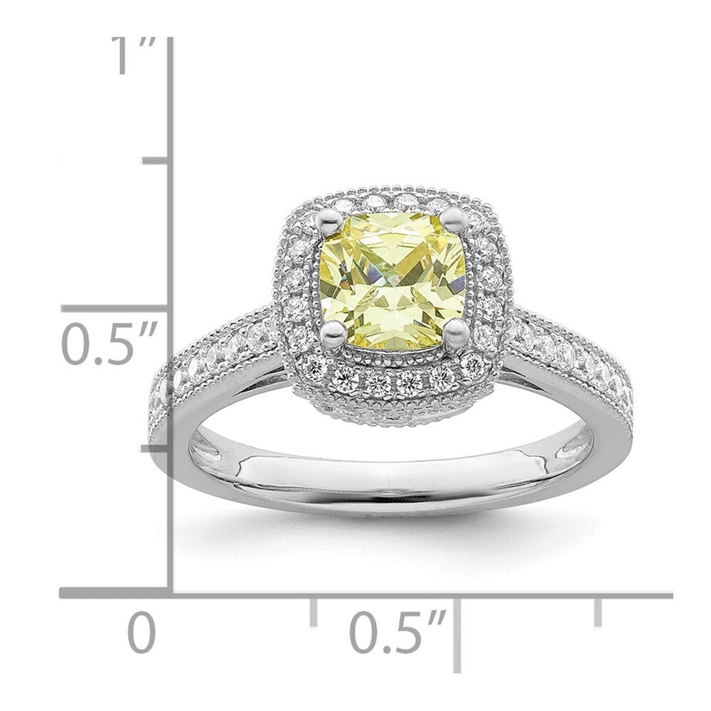 Sterling Silver Rhodium plated White and Yellow CZ Ring Size 8