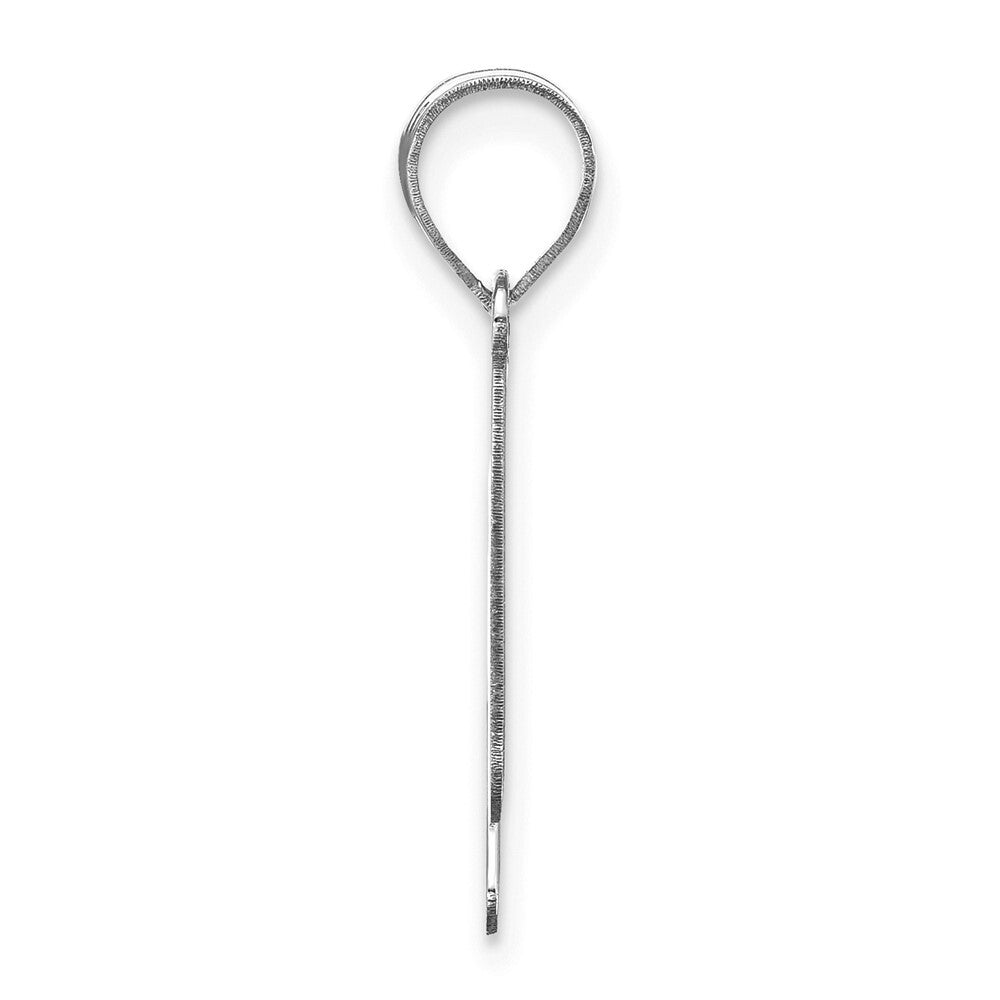 14k White Gold Polished Bubble Letter H Initial Pendant for Women