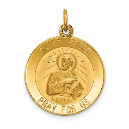 14k Yellow Gold Saint Peter Medal Pendant for Women