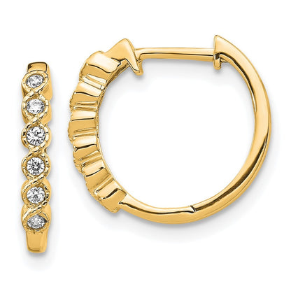 14k Yellow Gold Diamond Hinged Hoop Earrings