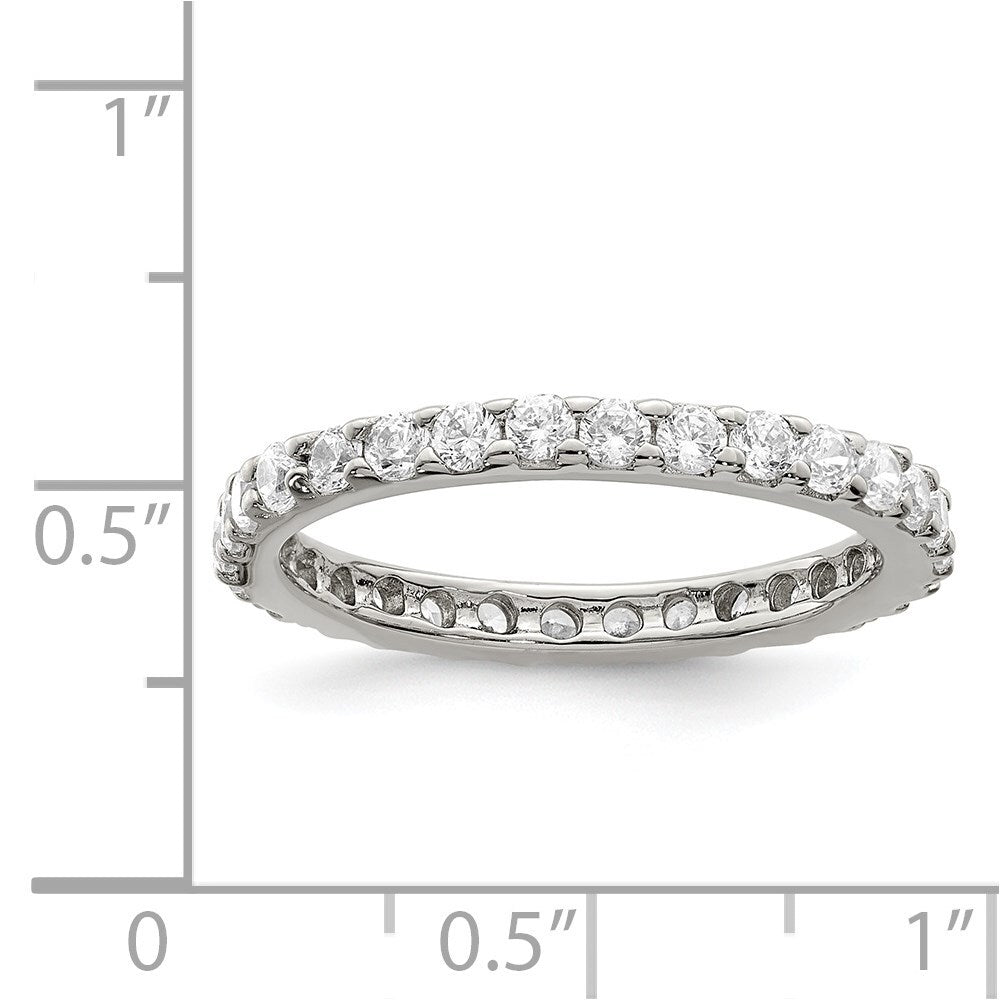Sterling Silver Rhodium-plated Cubic Zirconia Ring Size 8