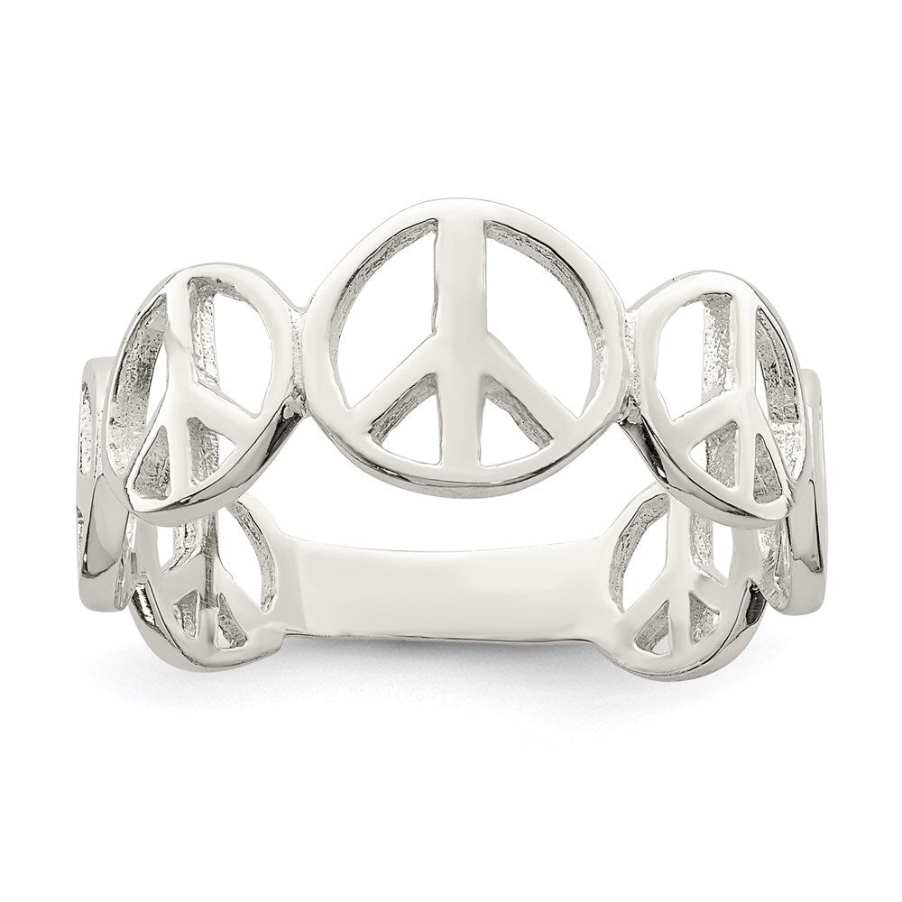 Sterling Silver Polished Peace Ring Size 8