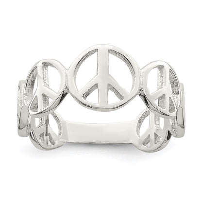 Sterling Silver Polished Peace Ring Size 8