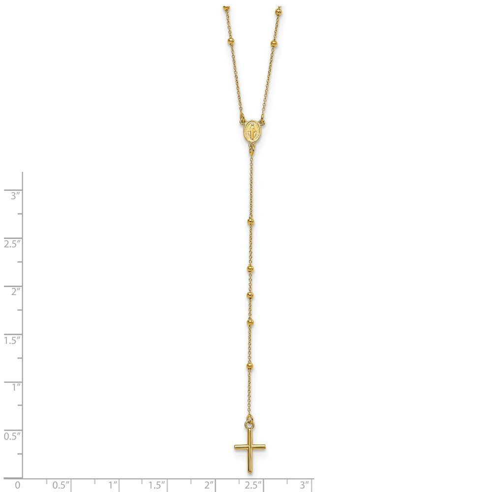 14k Yellow Gold Polished Rosary 24 inch Necklace