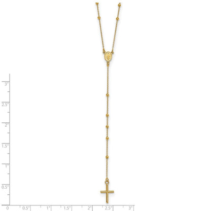 14k Yellow Gold Polished Rosary 24 inch Necklace
