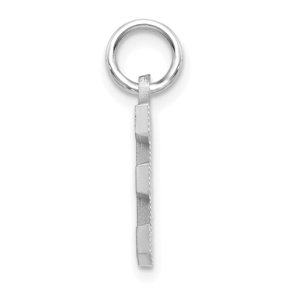 14k White Gold Satin Diamond-cut Letter E Initial Charm Pendant for Women