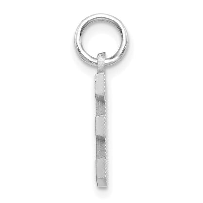 14k White Gold Satin Diamond-cut Letter E Initial Charm Pendant for Women