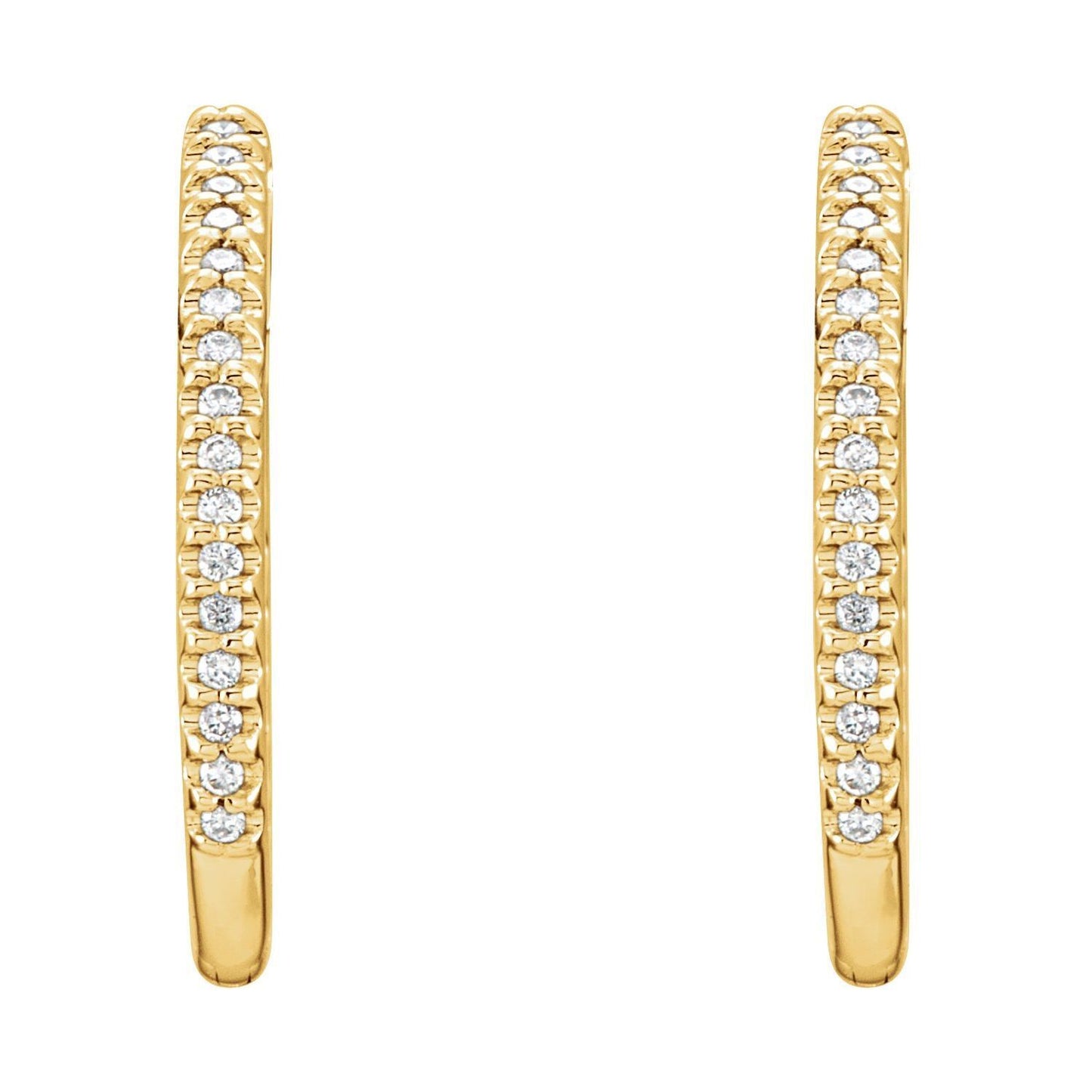 14k Yellow Gold 1/4 CTW Natural Diamond Inside-Outside 20.8 mm Hoop Earrings