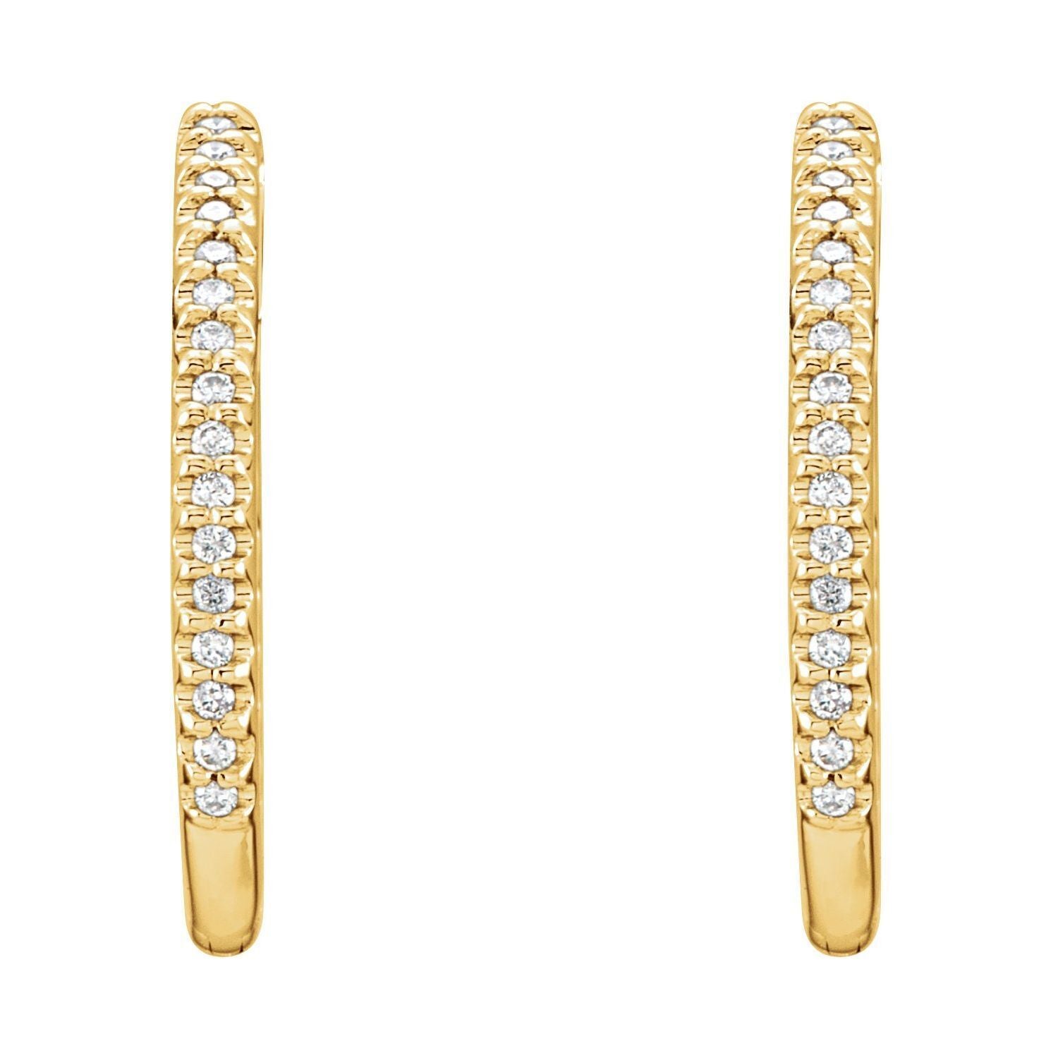 14k Yellow Gold 1/4 CTW Natural Diamond Inside-Outside 20.8 mm Hoop Earrings