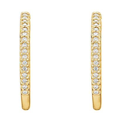 14k Yellow Gold 1/4 CTW Natural Diamond Inside-Outside 20.8 mm Hoop Earrings