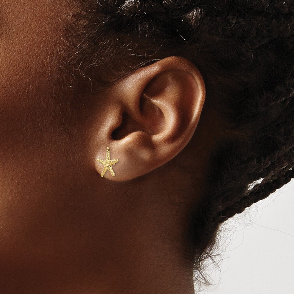 14k Yellow Gold Starfish Earrings