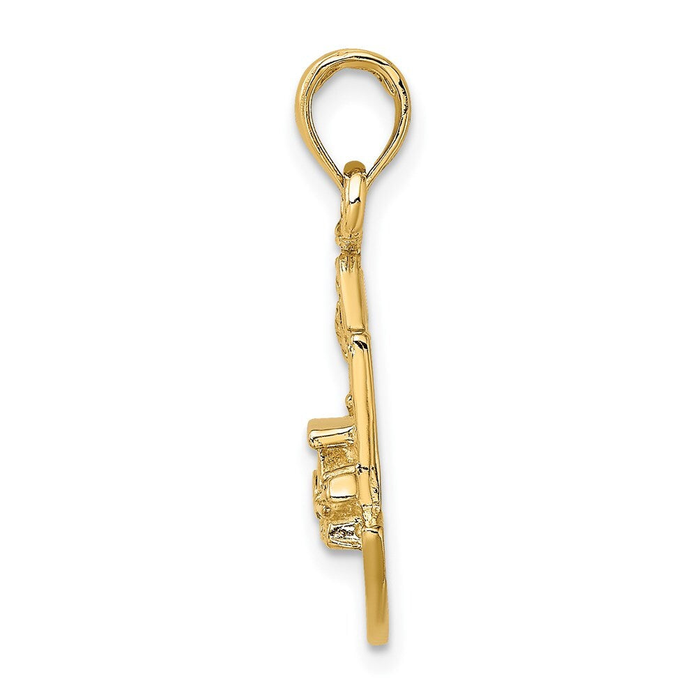 14k Yellow Gold CHARLESTON SCENE  Horse, Cart, and House Charm Pendant