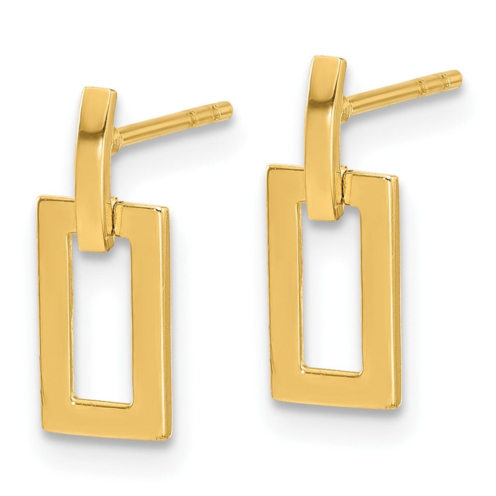 14k Yellow Gold Polished Rectangle Dangle Earrings