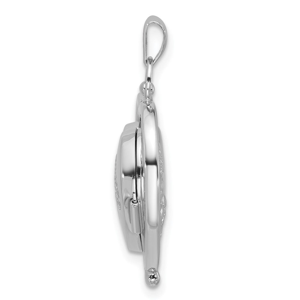 Sterling Silver Tree Of Life Flowers in Spinning Frame Reversible Heart Locket