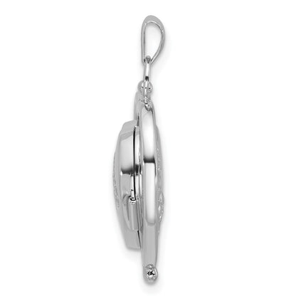 Sterling Silver Tree Of Life Flowers in Spinning Frame Reversible Heart Locket