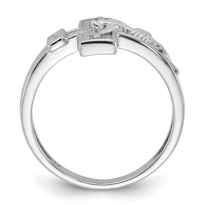 Sterling Silver Rhodium-plated INRI Crucifix Ring Size 8