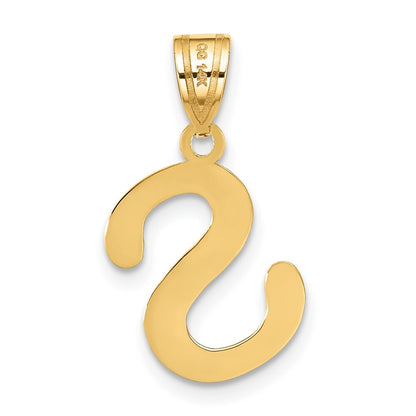 14k Yellow Gold Polished Bubble Letter S Initial Pendant for Women