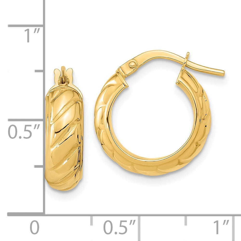 14k Yellow Gold Polished Fancy Hoops Gift for Women