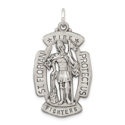 Sterling Silver Antiqued Saint Florian Medal Pendant