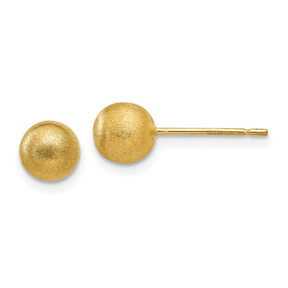 14k Yellow Gold 6mm Satin Ball Stud Earrings Gift for Women
