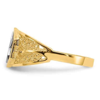 14K Two-tone Gold Polished Star of David Ring