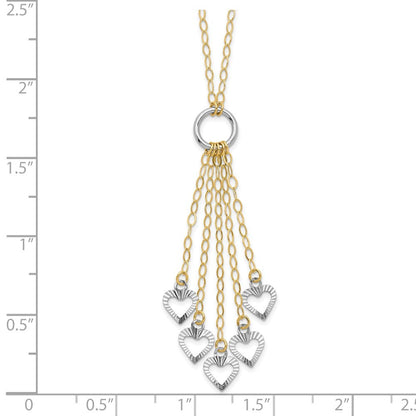 14K Two-tone Gold Adjustable Heart Drop Necklace