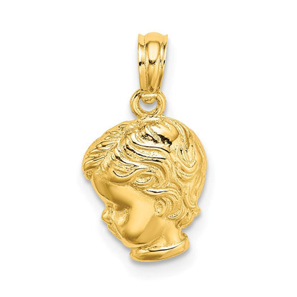 14k Yellow Gold Boy Head Charm
