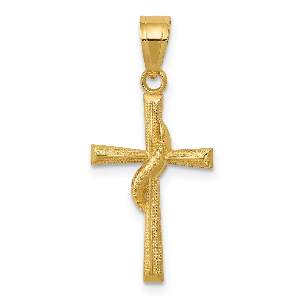 14k Yellow Gold Polished Cross Pendant for Women