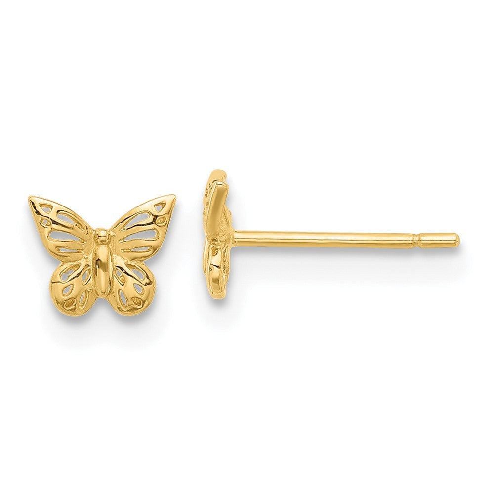 14k Yellow Gold Polished Butterfly Earrings