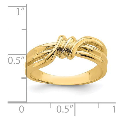 14K Yellow Gold Polished Ribbed Band Ring Size 7