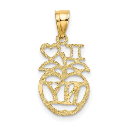 14k Yellow Gold I HEART NY Apple Charm