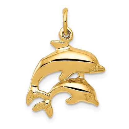 14k Yellow Gold Dolphin Charm Pendant for Women