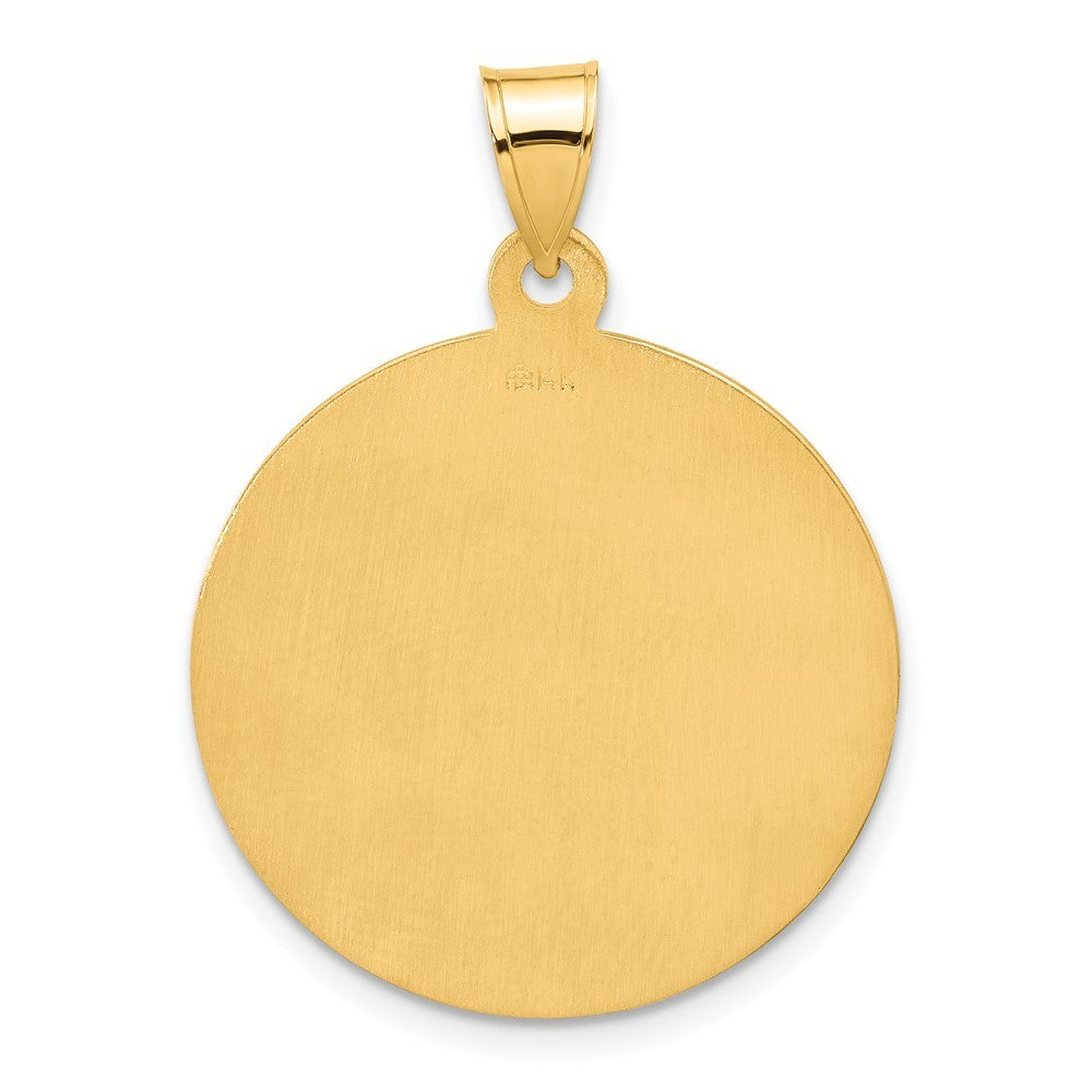 14k Yellow Gold Polished and Satin Solid Miraculous Mary Plain Back Medal
