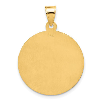 14k Yellow Gold Polished and Satin Solid Miraculous Mary Plain Back Medal