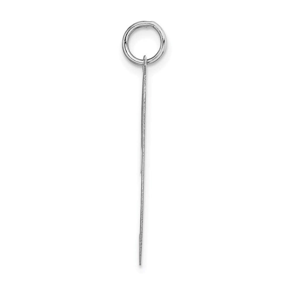 14k White Gold Large Fancy Script Letter J Initial Charm Pendant