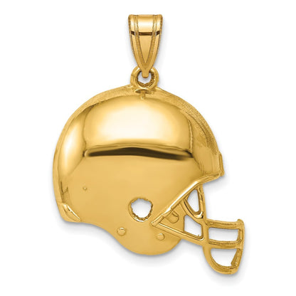 14k Yellow Gold Polished Football Helmet Pendant for Women