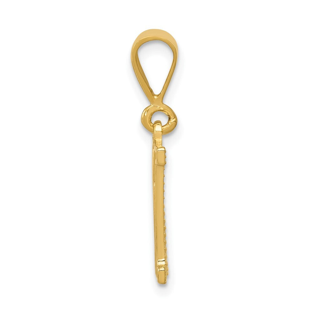 14k Yellow Gold Textured Initial M Charm Pendant for Women