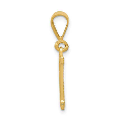 14k Yellow Gold Textured Initial M Charm Pendant for Women