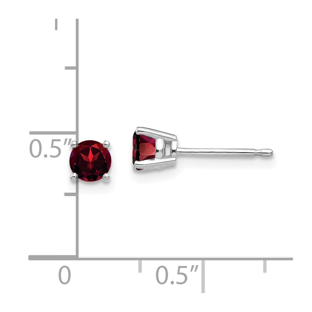 14k White Gold 4mm Garnet Stud Earrings Gift for Women