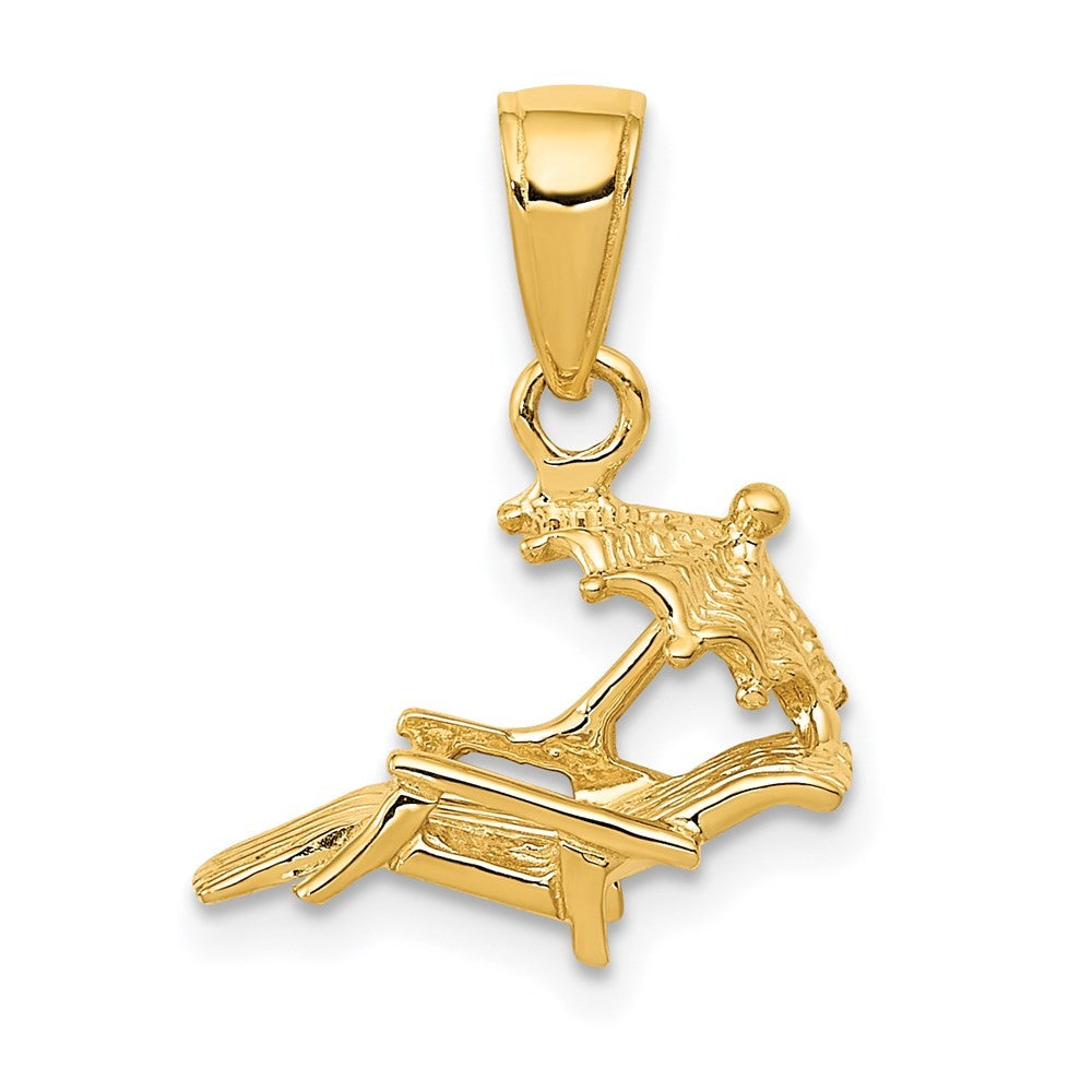 14k Yellow Gold 3-D Lounge Beach Chair Pendant