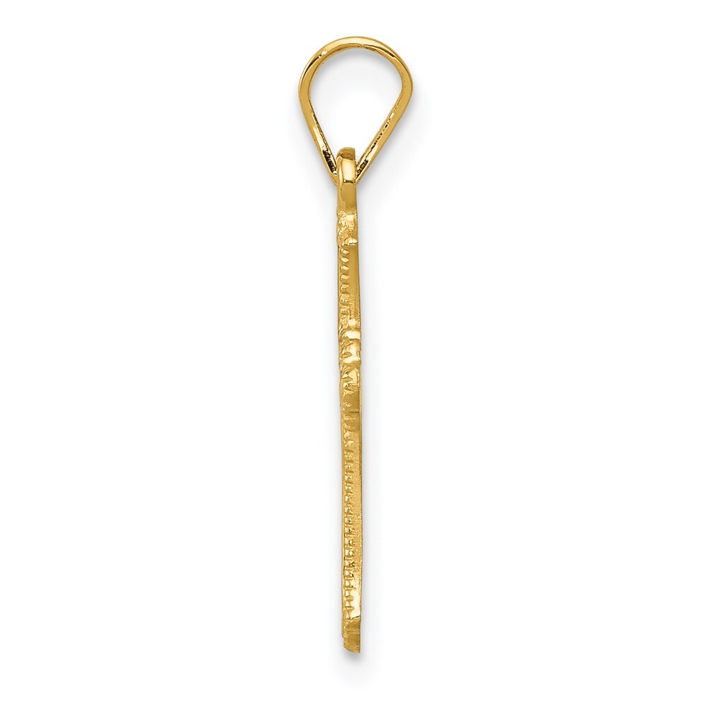 14k Yellow Gold Budded Cross Charm Pendant for Women