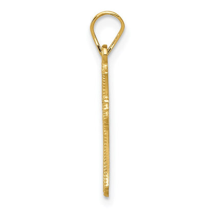 14k Yellow Gold Budded Cross Charm Pendant for Women
