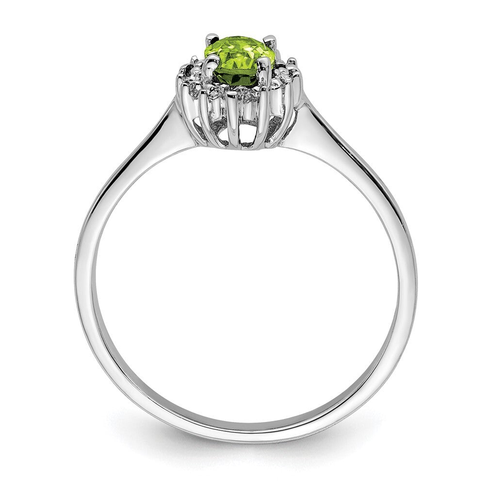 Sterling Silver Rhodium Peridot Diamond Ring Size 8