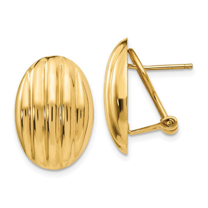 14k Yellow Gold Polished Fancy Omega Back Stud Earrings