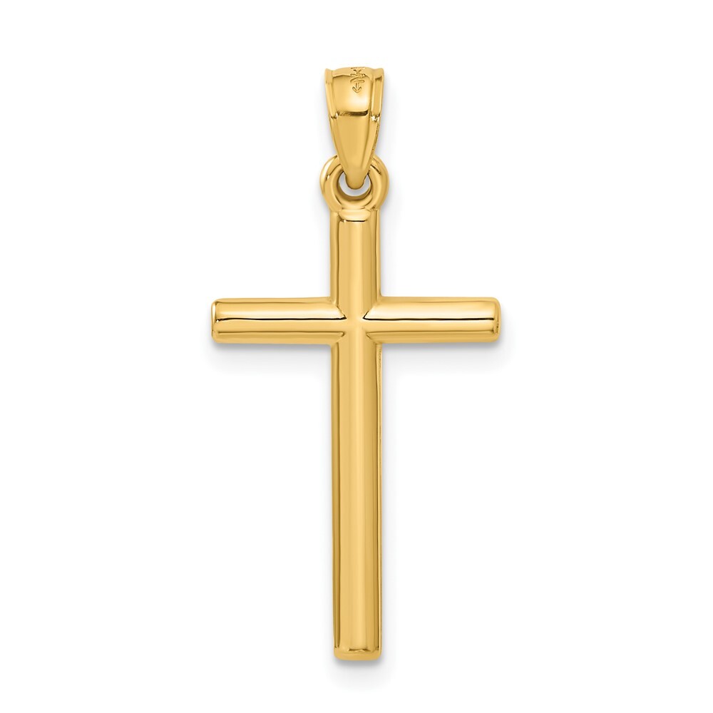 14k Yellow Gold Polished Hollow Cross Pendant