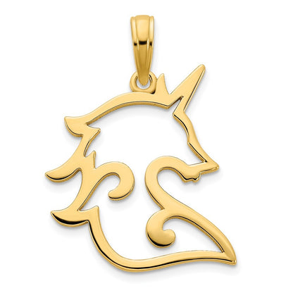 14k Yellow Gold Unicorn Pendant for Women