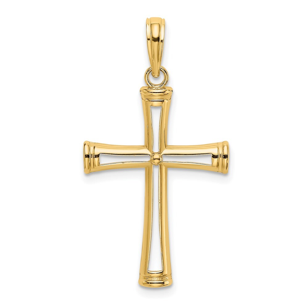 14k Yellow Gold Polished and Cut-Out Cross Pendant for Women
