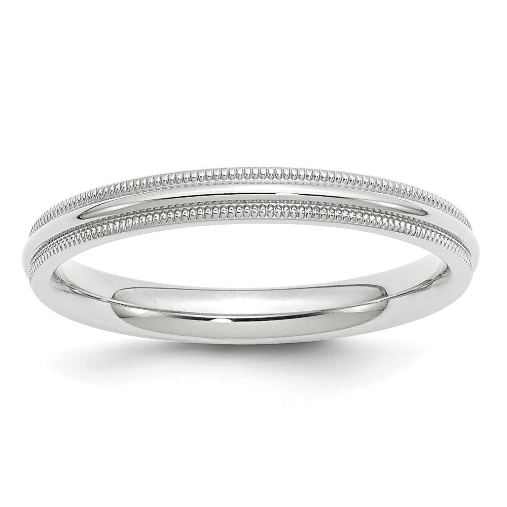 14k White Gold 3mm Milgrain Half Round Comfort Fit Wedding Band Size 5